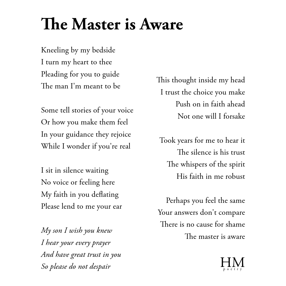 The Master is Aware Gospel Poetry Print - Square